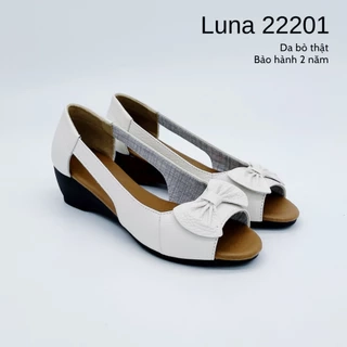 Giày đế xuồng nữ 3p LUNASHOES 22201 hở mũi thoáng chân có nơ bảo hành tới 2 năm