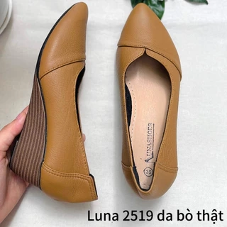 Giày đế xuồng nữ LUNASHOES 2519 da bò mềm êm chân mũi nhọn cao 5p siêu xinh