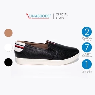 Giày slip on nữ đế bệt LUNASHOES 41402 da bò thật mũi tròn phù hợp nhiều mục đích có ảnh lên chân