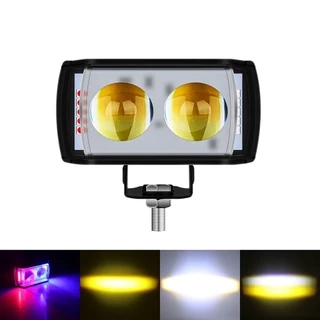 Lymoyo 60W Đèn LED xe máy Đèn pha LED xe máy Đèn pha Đèn sương mù phía trước 6 chế độ Đèn sương mù phía trước Đèn LED cảnh báo Đèn trắng vàng đỏ xanh nhấp nháy