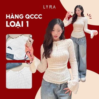- Áo Ren Tay Loe Phối Nơ Cách Điệu Phong Cách Hàn Quốc Tiểu Thư LYRA - LWNAO019