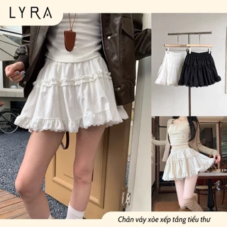Chân váy xếp ly tầng LYRA cạp chun, Chân váy nữ ngắn xoè 2 lớp xinh xắn phong cách tiểu thư có quần bảo hộ - CSYCN0190
