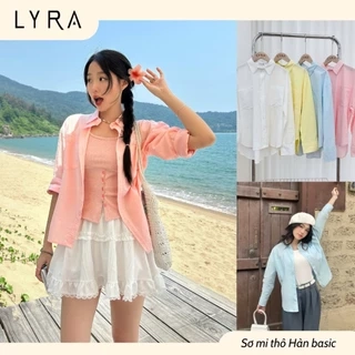 LYRA - Áo sơ mi nữ dài tay form rộng hai túi kiểu dáng basic, chất cotton thô Hàn cao cấp LWNSM009