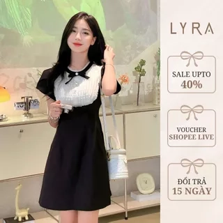 LYRA DESIGN - Váy Đầm Nữ Ngắn Tay Thiết Kế LYRA Cổ Thuyền Gắn Nơ Style Hàn Quốc Thanh Lịch Nữ Tính - LWNVD032