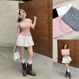 LYRA-Áo thun ôm body dây lưng cúc dọc mặc 2 kiểu, chất thun gân co dãn mạnh 4 chiều thấm mồ hôi LWNAP001