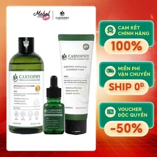 Combo Skincare chăm sóc da giảm mụn thâm Caryophy Portulaca (sữa rửa mặt 150ml + Toner 300ml + Serum 30ml)