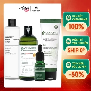 Combo Skincare giảm mụn mờ thâm Caryophy Portulaca (Tẩy trang 500ml + SRM 150ml + Toner 300ml + Serum 30ml)