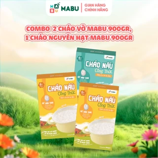 Combo ăn dặm Mabu cho bé tháng 8-10th(2cháo vỡ 900g+1cháo nguyên 900g) dinh dưỡng,khoa học,vượt trội