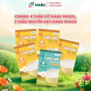 Combo ăn dặm Mabu tăng thô cho bé từ 8th(4cháovỡ 900g+1cháonguyên 900g)dinh dưỡng,khoa học,vượt trội