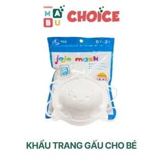 Túi 3 chiếc Khẩu trang mặt Gấu quai đeo điều chỉnh cho bé 0-3 tuổi