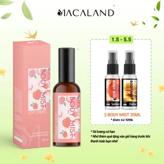 Body Mist đào Soft Spring MACALAND 20ml/100ml hương trái cây đào ngọt ngào tươi mát