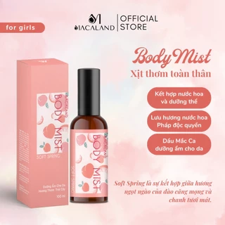 Body Mist xịt thơm body Soft Spring MACALAND 100ml cho nữ hương đào dưỡng ẩm cho da, lưu hương lâu