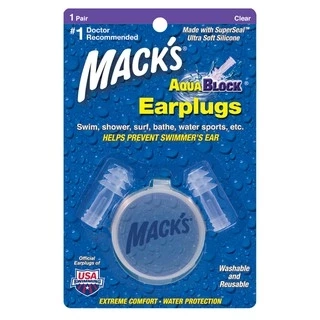 Hộp 1 đôi nút bịt tai chống nước Mack’s Aqua Block dùng cho bơi lội màu tím