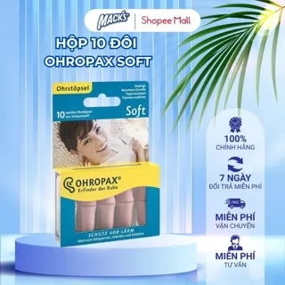 Hộp 10 nút bịt tai chống ồn OHROPAX SOFT xuất xứ từ Đức (Siêu mềm mại)