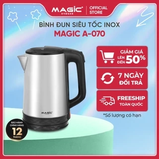 Bình đun siêu tốc inox 304 Magic A-070, dung tích 1.8L, công suất 1500W, bảo hành 12 tháng