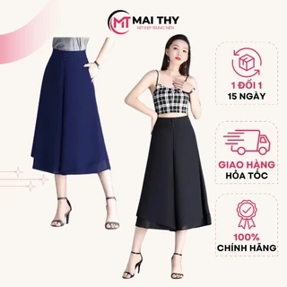 Quần Váy Ống Rộng MAI THY V301, Mẫu Quần 2 Tầng Lưng Thun Đính Nút Có Túi Xịn Sò | Thời Trang Nữ U40