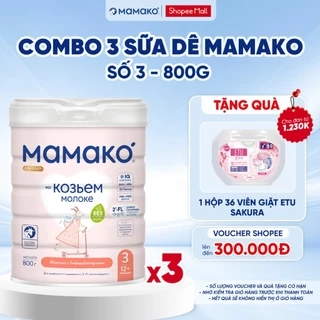 COMBO 3 LON Sữa Dê Công Thức MAMAKO Premium Số 3 - 800g