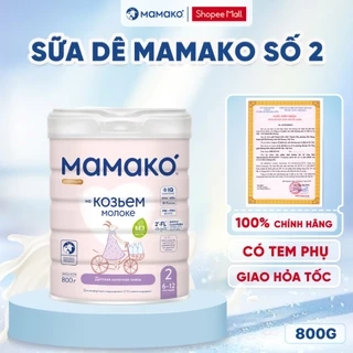 Sữa Dê MAMAKO Premium Số 2 hộp 800g, Sữa Công Thức Cho Bé Không Dung Nạp Đạm Bò