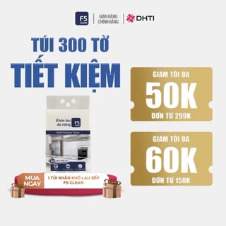 Khăn khô lau bếp F5 Clean 300 tờ lau sạch mọi vết bẩn, không để lại sơ vải, tiện dụng, an toàn cho da tay