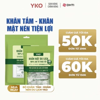 Khăn tắm, khăn mặt nén du lịch Yko chất liệu 100% sợi tư nhiên và rayon, dùng 1 lần phù hợp đi công tác du lịch
