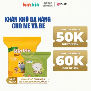 Khăn vải khô đa năng mẹ và bé Kin Kin túi 900gr/600gr tiết kiệm cho mẹ, an toàn cho bé