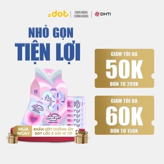 -Lốc 6 gói khăn ướt mini Dot 10 tờ không mùi, khăn giấy ướt nhỏ gọn tiện lợi