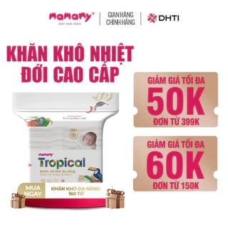 Khăn khô cao cấp cho bé Mamamy 100% sợi tự nhiên và rayon Tropical gói 160 tờ mềm, dai, sạch cực