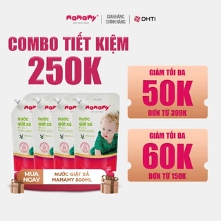 Nước giặt xả cho bé, nguồn gốc tự nhiên Mamamy túi 800ml an toàn, tiện lợi túi có vòi phiên bản mới