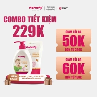 Nước rửa bình sữa Mamamy an toàn cho bé, rửa được rau củ quả thành phần thiên nhiên, an toàn chai/túi 600ml