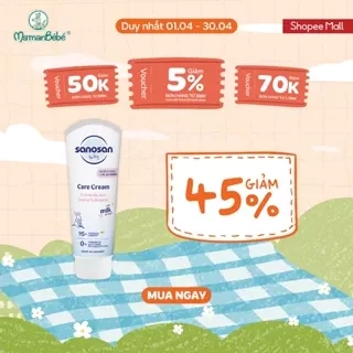 Kem dưỡng ẩm Sanosan Baby với protein sữa thủy phân 0M+ 100ml