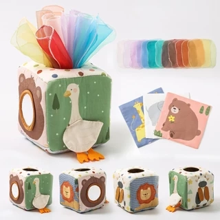 Bé Montessori Đồ Chơi Magic Hộp Khăn Giấy Giáo Dục Hoạt Động Học Tập Cảm Giác Đồ Chơi Cho Trẻ Em Vui Nhộn Kotak Khăn Giấy Bận Rộn Ban Trò Chơi Cho Bé