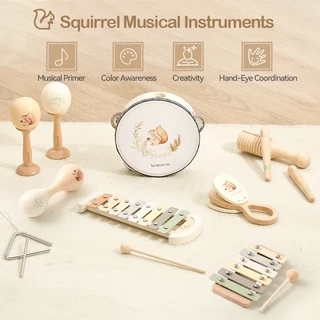 Trẻ Em Tay Nhạc Cụ Bộ Gõ Di Động Trẻ Em Âm Nhạc Khai Sáng Nhạc Cụ Orff Trống Chuông Tay Đồ Chơi Cảm Giác