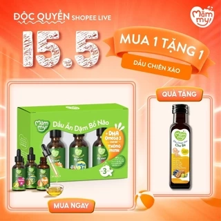 Combo 3 dầu ăn dặm bổ não 30ml Mămmy, dầu Olive, dầu cá hồi, dầu hạt lanh bổ não cho bé 6 tháng