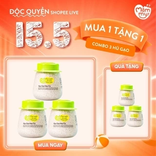 Combo 3 hũ gạo sữa hữu cơ Mămmy nấu cháo cho bé ăn dặm, hũ 140gr