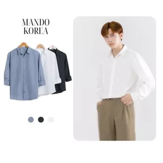 Áo Sơ Mi Dài Tay Nam MANDO Slim Fit Basic Thời Trang Công Sở Hàn Quốc Chất Cotton Cao Cấp 3 Màu Lộ Cúc Unisex SMD120