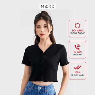 Áo thun crop MARC FASHION tay ngắn cổ V cài nút - CBNT033523