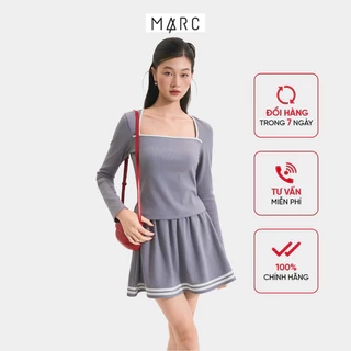 Áo Thun Gân Tay Dài MARC FASHION Form Ôm Cổ Vuông Phối Viền - CBNH011625
