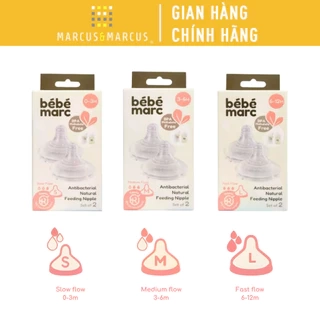 Núm Ty Silicone Cao Cấp Kháng Khuẩn Tự Nhiên An Toàn Cho Bé Yêu bébémarc - Nhiều Size (Set 2 Cái)