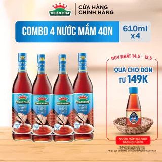 Combo 4 Nước mắm cá cơm Thuận Phát 40 độ đạm 610ml - Từ nước cốt nhĩ cá cơm Phú Quốc