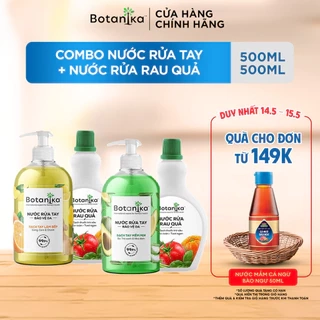 Combo Nước rửa rau quả Botanika 500ml + Nước rửa tay Botanika làm bếp 500ml