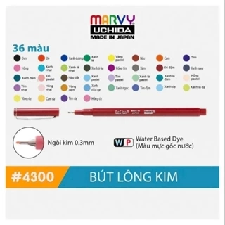 Bút lông kim luyện viết chữ đẹp Marvy Uchida Le Pen 4300 ngòi 0.3mm (màu cơ bản)