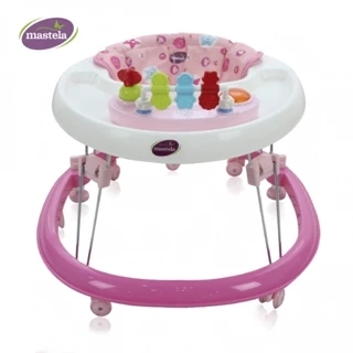 Xe tròn tập đi có đồ chơi và nhạc cho bé Mastela MSTLW2002 siêu nhẹ xoay 360, mặt bàn ăn dặm, bánh xe silicon chống ồn