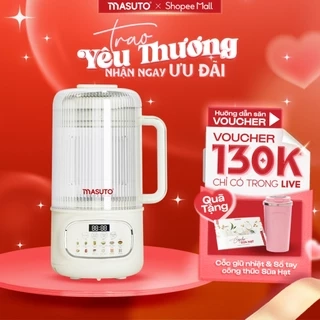 Máy làm sữa hạt thủy tinh Masuto MSPLUS, dung tích 1,2L chống dính, 12 chế độ nấu thông minh