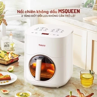 Nồi Chiên Không Dầu Masuto MSKing 1700W-6L 2 Tầng Đốt Vỏ Thép Cacbon, Nồi Chiên Hơi Nước Phun Sương Nướng Gà Nguyên Con