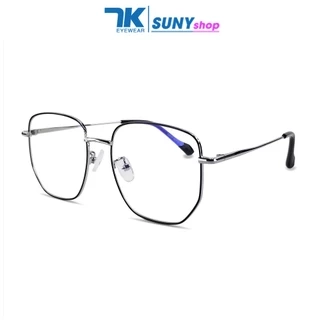 Gọng kính cận cho nam nữ mắt chữ nhật khung kim loại 7K2970. Tròng chống xước, ánh sáng xanh, tia UV