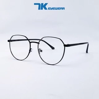 Gọng kính cận nam nữ mắt tròn màu vàng hồng, đen, bạc 7K6611. Tròng giả cận 0 độ chống ánh sáng xanh, tia UV
