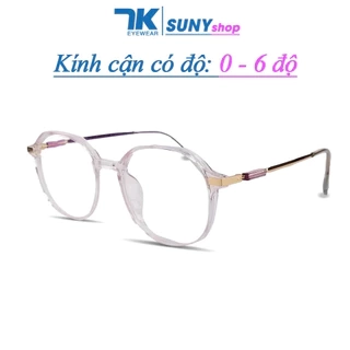 Kính cận có độ 0 - 6 độ mắt tròn nam nữ gọng nhựa 7K8187. Tròng chống xước, chống tia UV, ánh sáng xanh, đổi màu