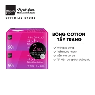 Bông cotton tẩy trang tự nhiên nguyên chất matsukiyo 180 miếng (90 miếng x 2 hộp)