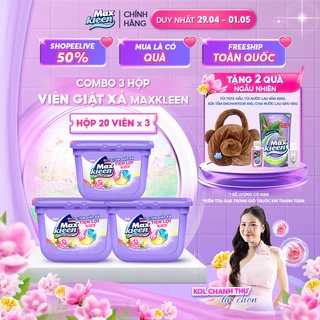 Combo 3 Hộp Viên Giặt Xả MaxKleen Hương Hương Nước Hoa Huyền Diệu (20 Viên/Hộp)