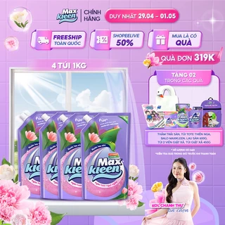 Combo 4 Túi Nước Lau Sàn Ngàn Hoa Ngọt Ngào MaxKleen (1Kg/túi)
